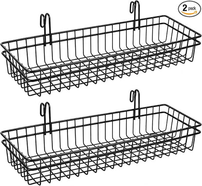 Grid Wall Baskets, 2 Pack Black Hanging Wire Basket Shelves by ANZOME