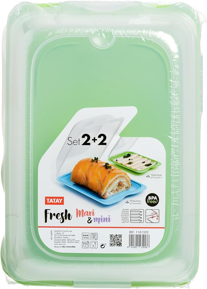 TATAY Cold Meat Containers for Fridge | Set of 4: 2 Maxi + 2 Mini | Fridge - Image 4