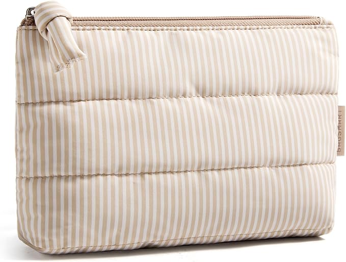BAGSMART Small Makeup Bag, Machine Washable Puffy Cosmetic Pouch | 1.6" slim by BAGSMART
