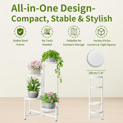 Metal Corner Plant Stand Indoor Outdoor, 4 Tier Tall Flower Pot Holder Potted - Image 5