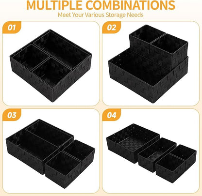 Posprica Small Black Baskets Cube Bin Container Tote, Woven Storage Baskets - Image 7