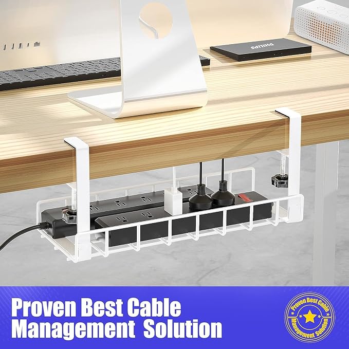 Under Desk Cable Management Tray 2 Pack, Xpatee Upgraded Wire Management No - Image 6