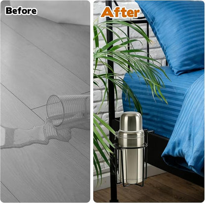2 Pcs Cup Holder for Bed, 3.3" Diameter Metal Bedside Drink Holder Water Bottle - Image 5