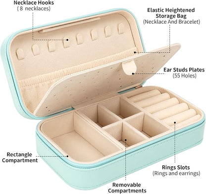 DesignSter Travel Jewelry Box, PU Leather Portable Jewelry Case, Small Jewelry - Image 2