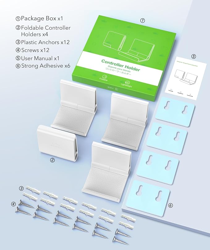 4 Pack Foldable Controller Wall Mount Holder - Image 7