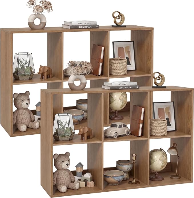 POWERSTONE 6 Cube Storage Organizer Set of 2, 3 Tier Cubby Bookshelf by POWERSTONE%C2%AE