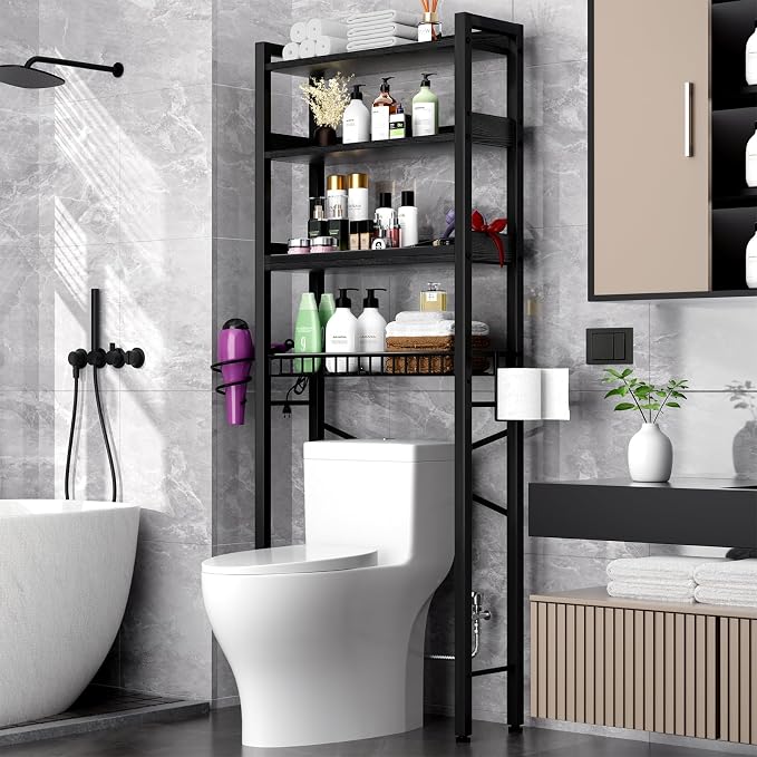 Over The Toilet Storage Cabinet, 4 Tier Bathroom Organizer and Storage by Unknown