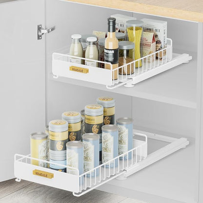 Under Sink Organizer, 2 Packs Under Sink Organizers and Storage, Slide Out Pull by HOMEAILIE