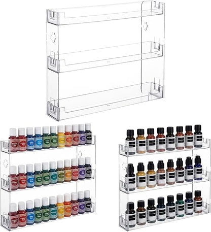 3 Pack 3-Tier Display Rack, Wall-Mount Acrylic Paint Organizer Shelf by Unknown