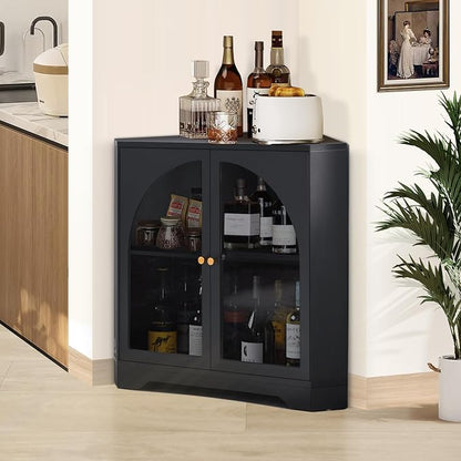 31.5" Mid-Century Modern Small Coner Storage Cabinet, Kitchen Coofee Bar - Image 8