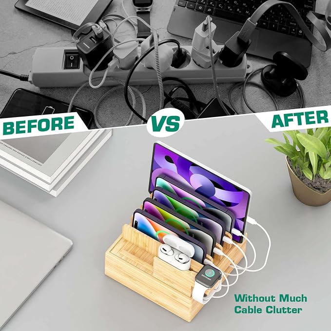 Darfoo Bamboo Charging Station for Multiple Devices - Image 7