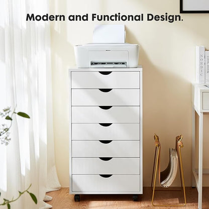 OLIXIS 7 Drawer File Cabinet on Wheels, Printer Stand | Fits Under Desks - Image 3