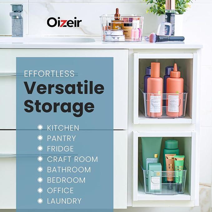 Oizeir 8 Pack Clear Plastic Storage Bins - Image 5