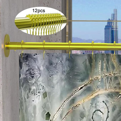 Corner Shower Curtain Rod Adjustable Stainless Steel L Shaped Rack Drill Free - Image 4