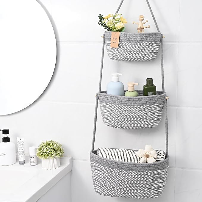 Hanging Basket, 3-Tier Woven Wall Basket - Image 4