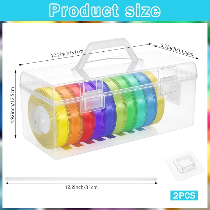 Plastic Ribbon Organizer Container, Christmas Ribbon Spool Holder Washi Tape - Image 2