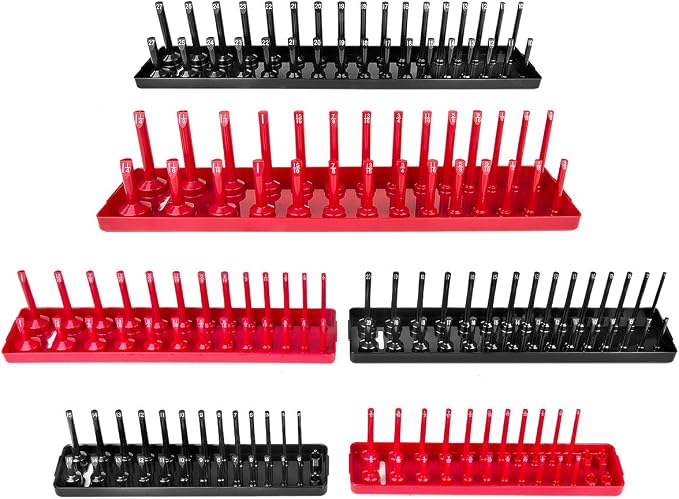 6PCS Socket Organizer Tray Set, 3/8-Inch & 1/2-Inch Drive Deep and Shallow by AIUITIO