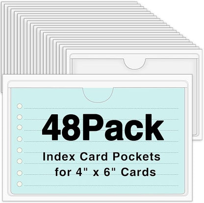 48 Pack Adhesive Index Card Holders, Top Loading, Strong Adhesive, Fits Bins by BESARME
