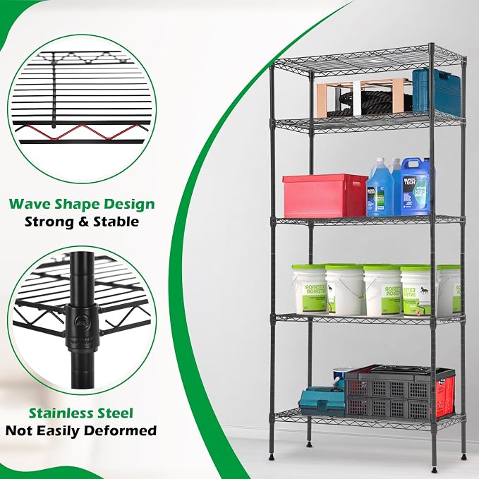 BestOffice 14"x30"x60" Commercial Storage Shelves Heavy Duty Shelving 5 Tier - Image 7