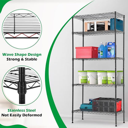 BestOffice 14"x30"x60" Commercial Storage Shelves Heavy Duty Shelving 5 Tier - Image 7