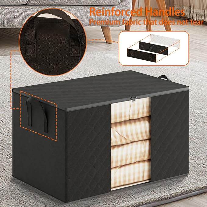 6 Pack Clothes Storage Bags - 90L Blanket Organizers and Storage - Image 4
