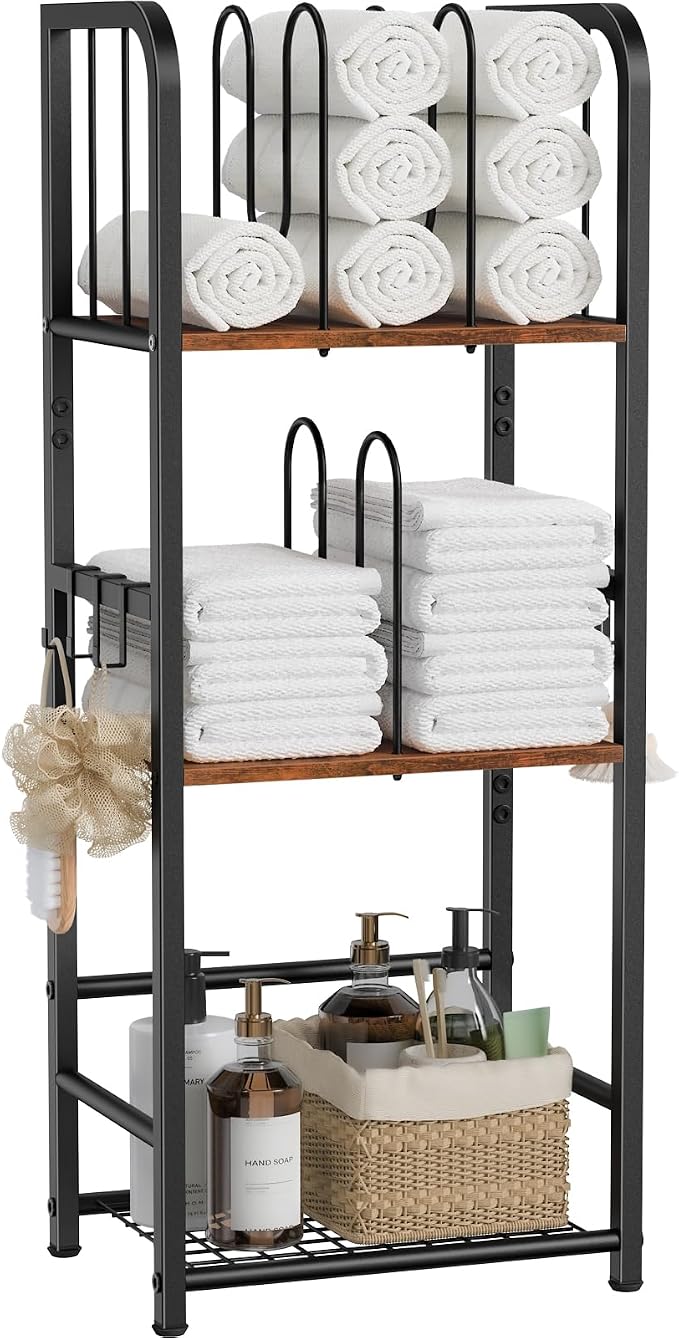 Snughome Towel Rack Free Standing 3-Tier M-Shaped Detachable Dividers, Metal by Snughome