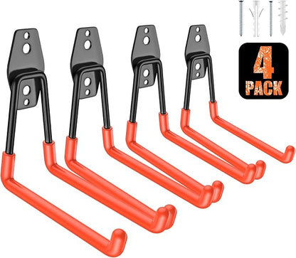 4 Pack Heavy Duty Garage Hooks, Solid Steel Wall Mount Hangers, by MIKRUI
