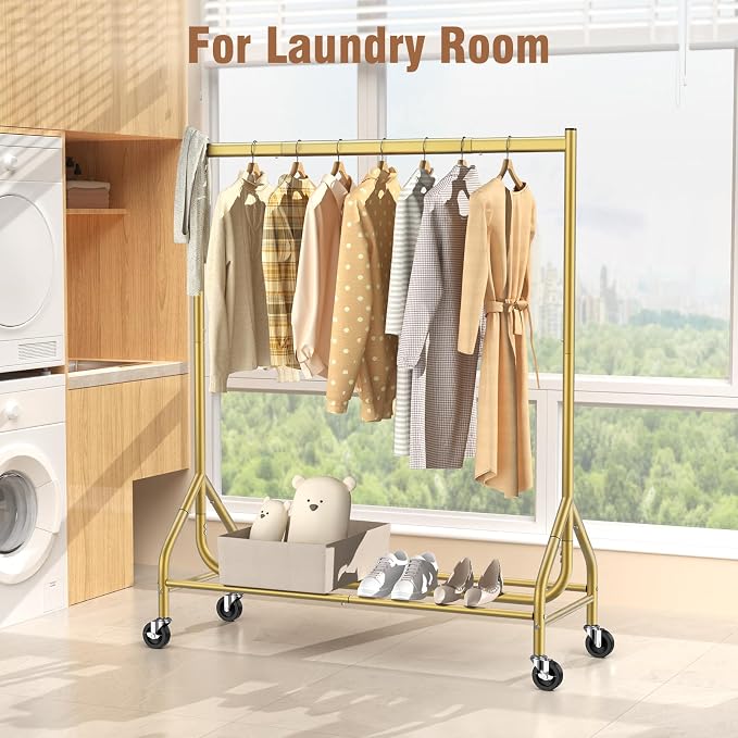 EAGMAK Heavy Duty Clothes Rack Load 420 LBS, Rolling Garment Rack - Image 6
