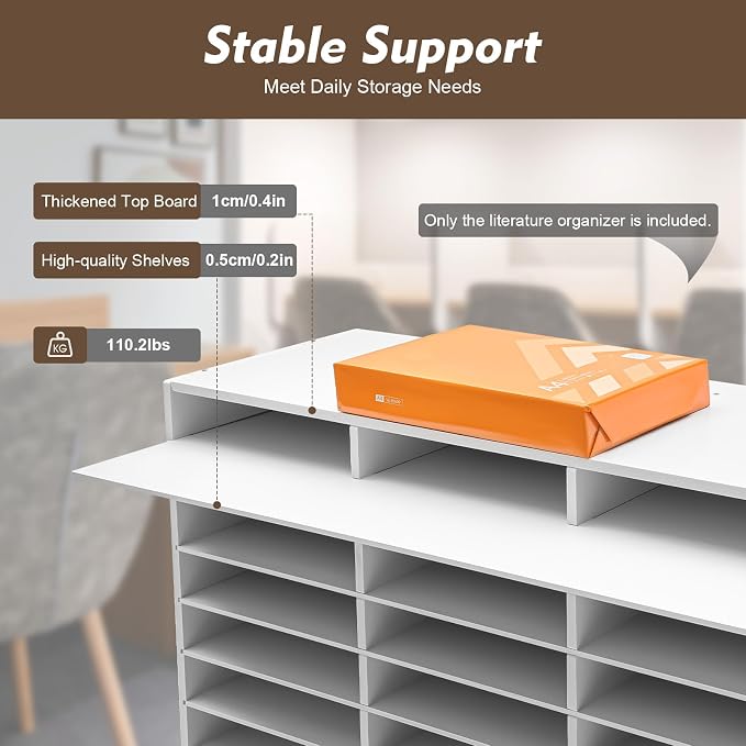27 Compartments Literature Organizer, Desktop File Sorter Mail Center Paper - Image 2