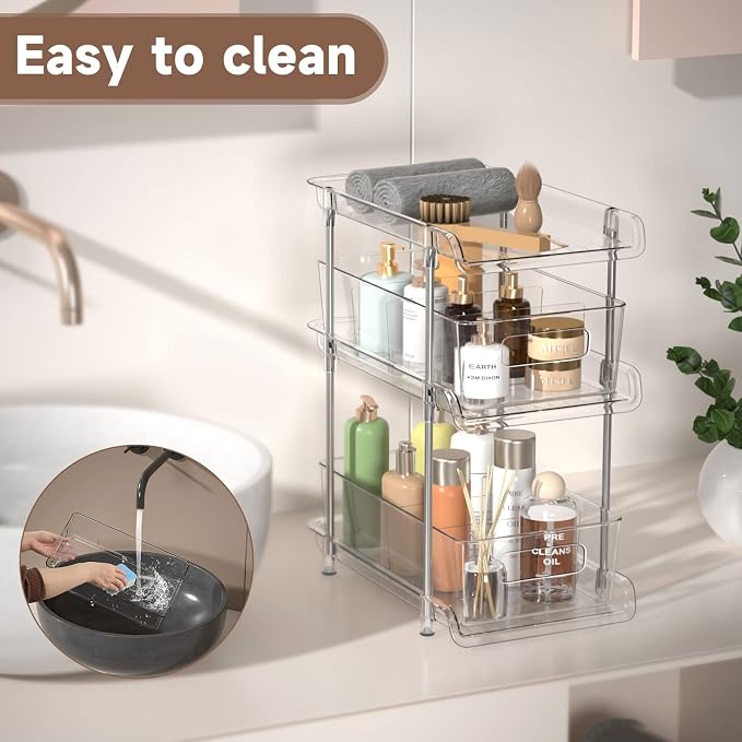 2Set 3 Tier Clear Bathroom Organizer - Image 7