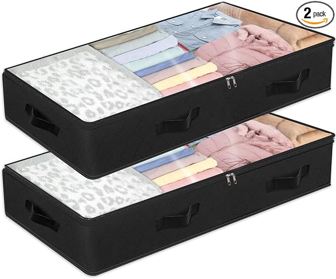 BiCINE 90L Under Bed Storage Containers, 2 Pack Foldable Closet Organizers and by BiCINE