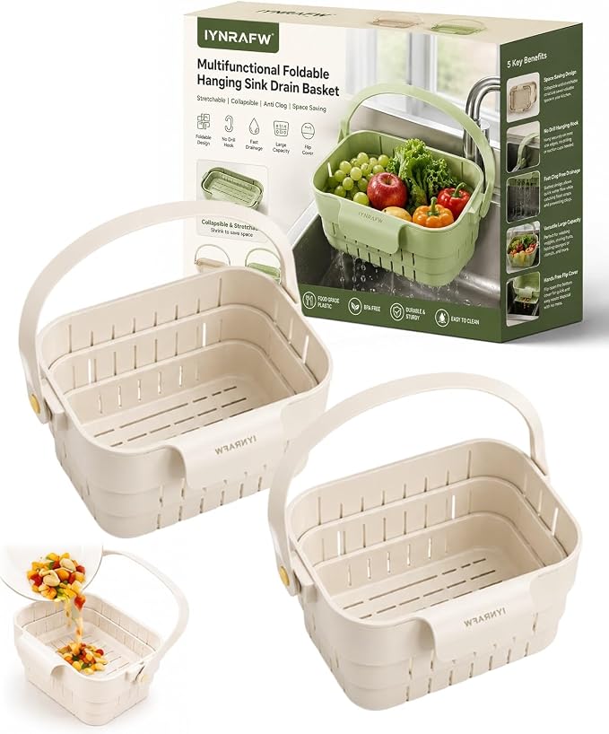 Multifunctional Foldable Hanging Sink Drain Basket Plastic Stretchable Kitchen by Unknown