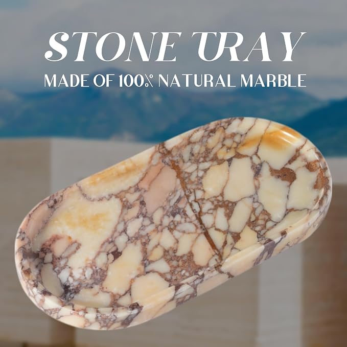 Koville Natural Marble Tray for Decor, Marble Vanity Tray for Perfume, Stone - Image 2