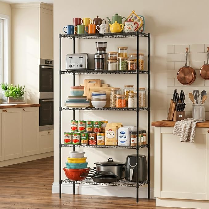 FDW | 5-Tier Wire Shelf | 36" x 14" x 72" | Black | Storage Shelves - Image 2