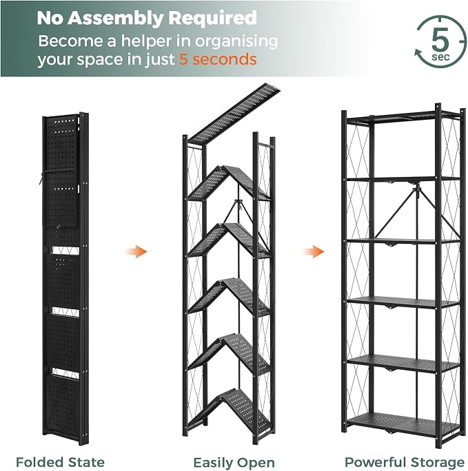 DEANIC 6-Shelf Folding Bookcase - Image 3