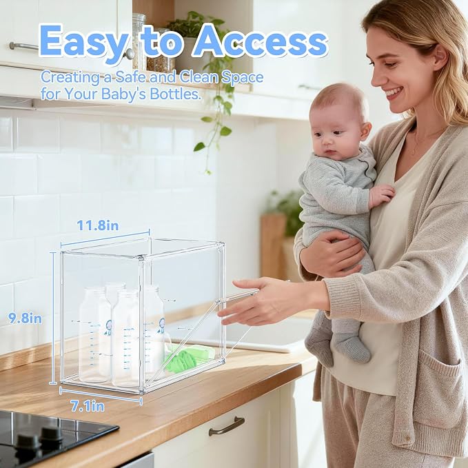 Baby Bottle Storage Organizer for Countertop, Small Clear Bottle Organizer - Image 3