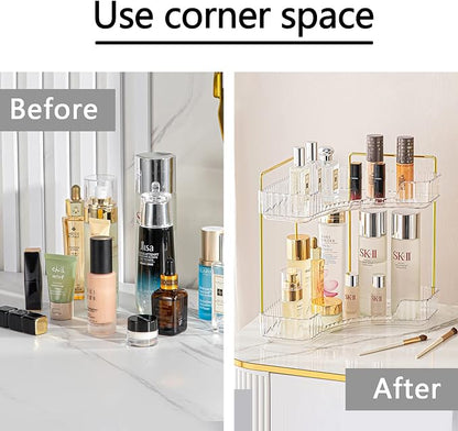 2-Tier Corner Bathroom Counter Organizer – Classic Storage Shelf - Image 5