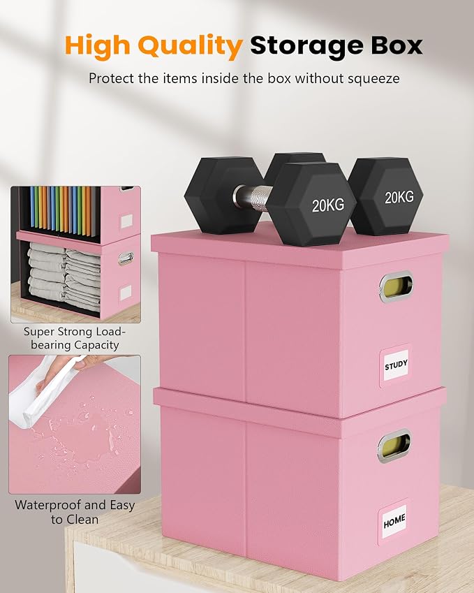 2 Pack File Storage Organizer Box, Filing Box, Portable File Box - Image 4