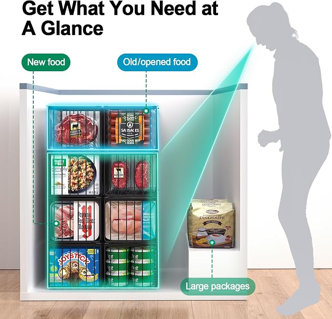 Freezer Organizer Bins, 4 Pack Stackable Deep Chest Freezer Organizer Bins - Image 5