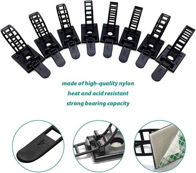 200 Pieces Cable Management Desk Wire Organizer Cable Ties Zip Ties Adhesive - Image 2