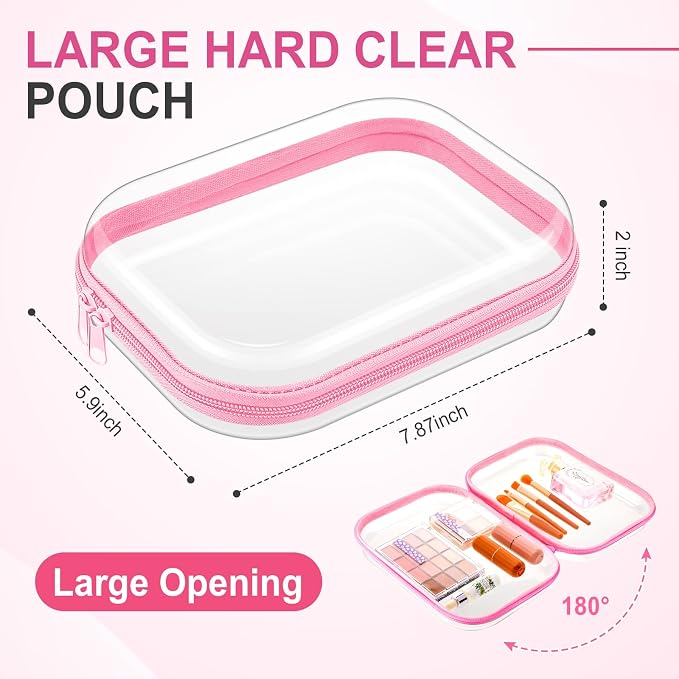 Sanwuta 6 Pcs Clear Hard Zipper Case Hard Plastic Zipper Pouches Transparent - Image 2