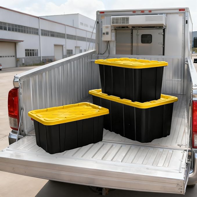 4-Pack Industrial Tote, Plastic Storage Container Bins - Image 7