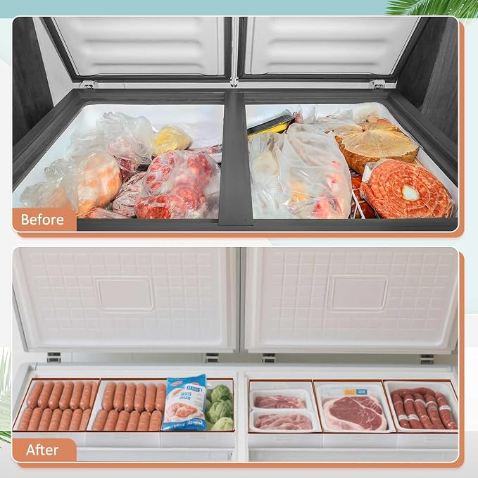 Chunful 4 Pcs Freezer Organizer Bins, Collapsible Deep Chest Freezer Organizer - Image 4