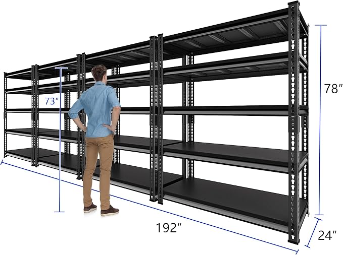 48" W Heavy Duty Garage Shelving, 5-Tier Metal Industrial Shelves, 3000LBS Loads - Image 3