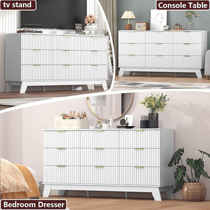 Fluted Dresser for Bedroom, 9 Drawer Dresser for Closet, TV Stand, Storage - Image 4