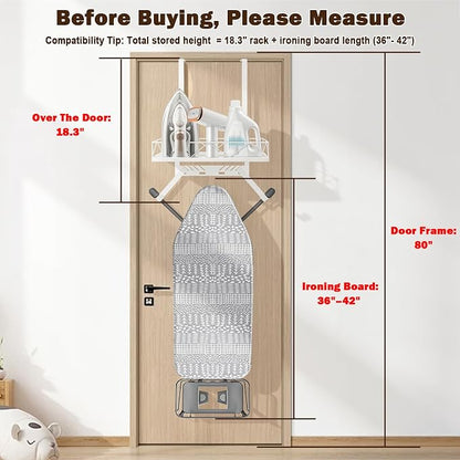 Ironing Board Hanger, Metal Over The Door or Wall Mounted Ironing Board Caddy - Image 3