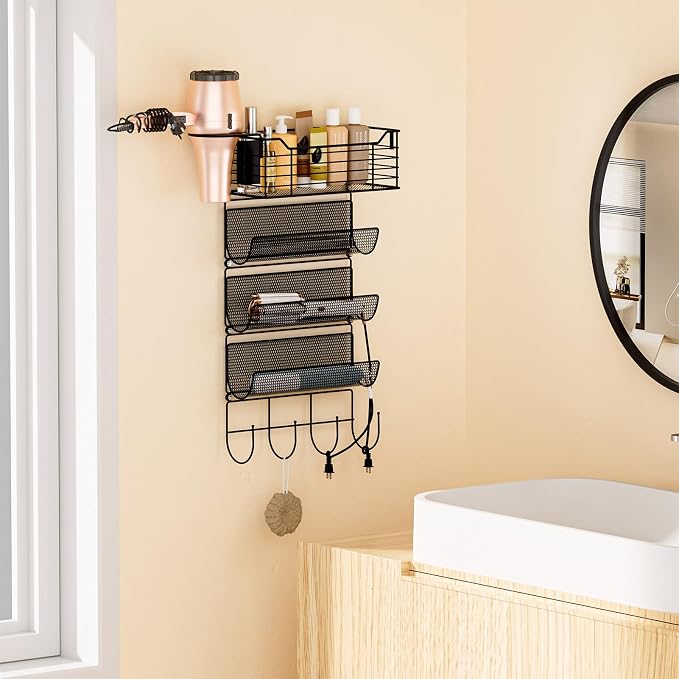 VITVITI Metal Hair Tool Organizer Wall Mount, Hair Dryer Holder - Image 3