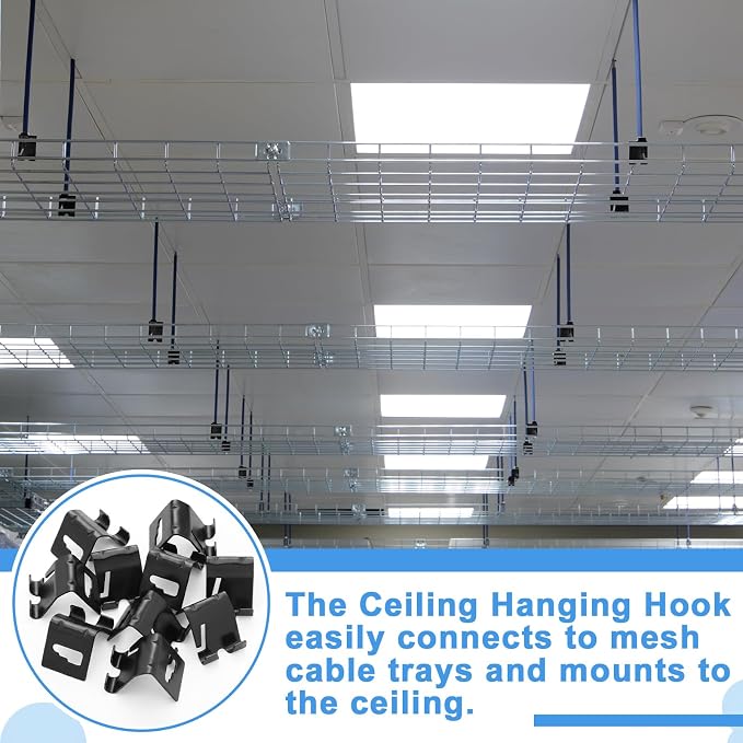 10 Pcs Wire Mesh Cable Tray Ceiling Hanging Hook, Basket Tray Ceiling Support - Image 5