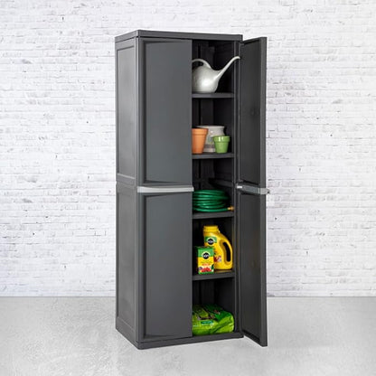 Sterilite 4 Shelf Cabinet, Lockable Utility Storage w/ Adjustable Shelves - Image 6