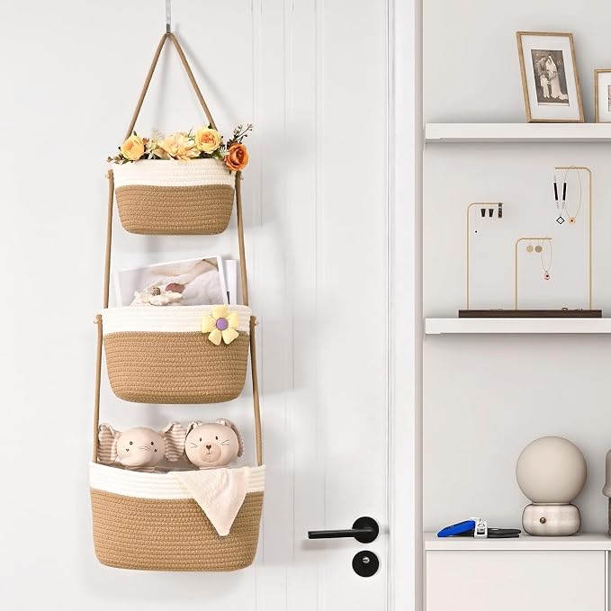 Hanging Basket, 3-Tier Woven Wall Basket - Image 8